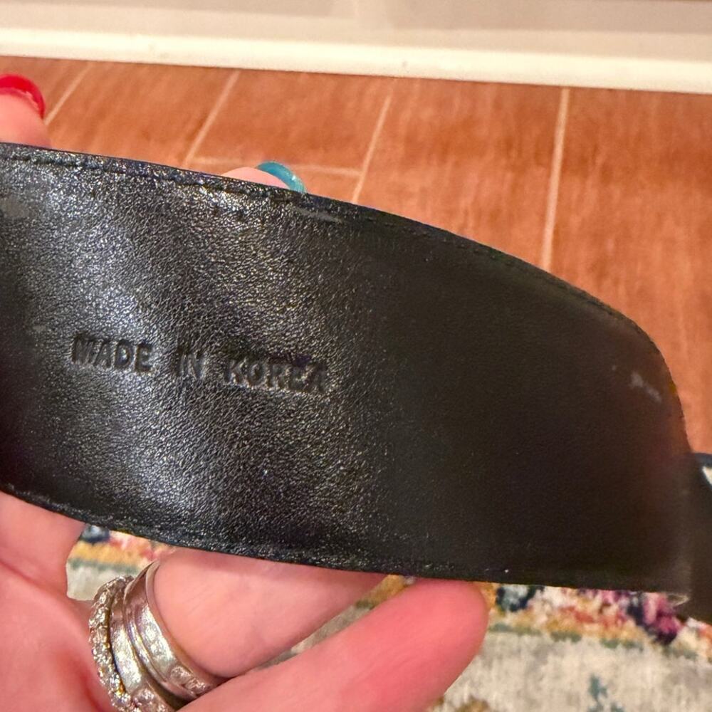 Charter Club Wide Black Leather Fashion Belt Women's Size Large - Picture 7 of 9